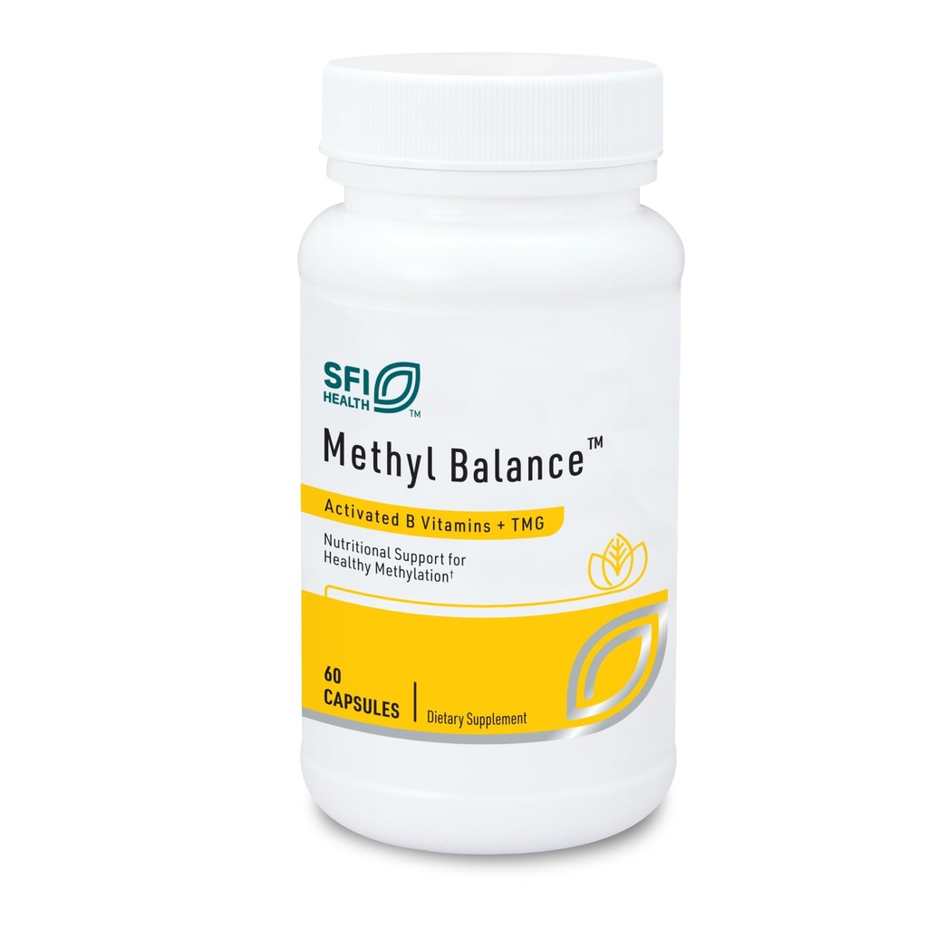Klaire Labs SFI Health Methyl Balance - Suplemento de vitamina B ativada + trimetiglicina - Metafolin Methyl Folato, Betaine TMG, Vitamina B2, B6 e 12 - Suporte Níveis de Energia Saudáveis (60 Cápsulas)