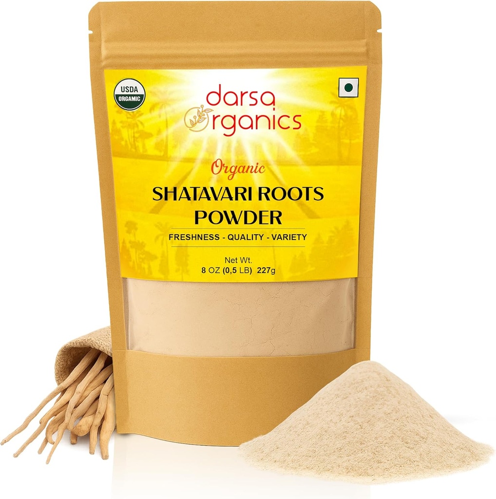 Shatavari Powder 8 oz, USDA Organic Certified Aspargus Racemosus, Ayurvedic Herb for Women’s Health, Equilíbrio Hormonal & Vitalidade, Ótimo para chá e smoothies, Não-GMO, Vegan, Kosher