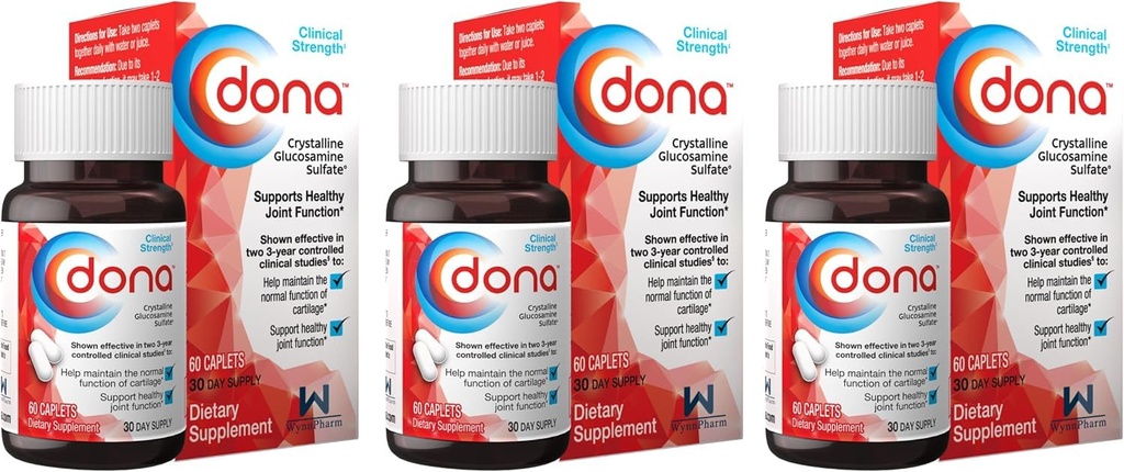 DONA Cristalina Glucosamina Sulfato 60 caplets (3 embalagens) F