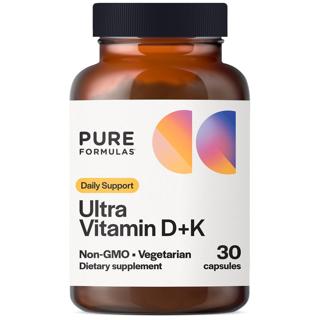 Vitamina D3 K2 Vitamina 5000 UI - VIT D3 K2 Suplemento para Absorção de Cálcio, Força Óssea, Apoio à Função Cardiovascular e Imunitária, Cápsulas Vegetarianas Não-GMO 30 Sem Soja