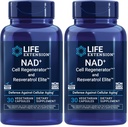 Extensão da vida NAD+ Regenerador de Células e Resveratrol Elite, NIAGEN nicotinamida ribosídeo, Trans-resveratrol, quercetina, Fisetina, para Longevidade, Energia e Estresse Oxidativo, 30 Cápsulas Vegetarianas