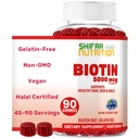 SHIFAA NUTRITION Vegan Biotin Gummies for Adult & Kids (Gluten), Gelatina, Amendoins, Ovo & Dairy Free (Gluten, Gelatina, Amendoins, Egg & Dairy Free)