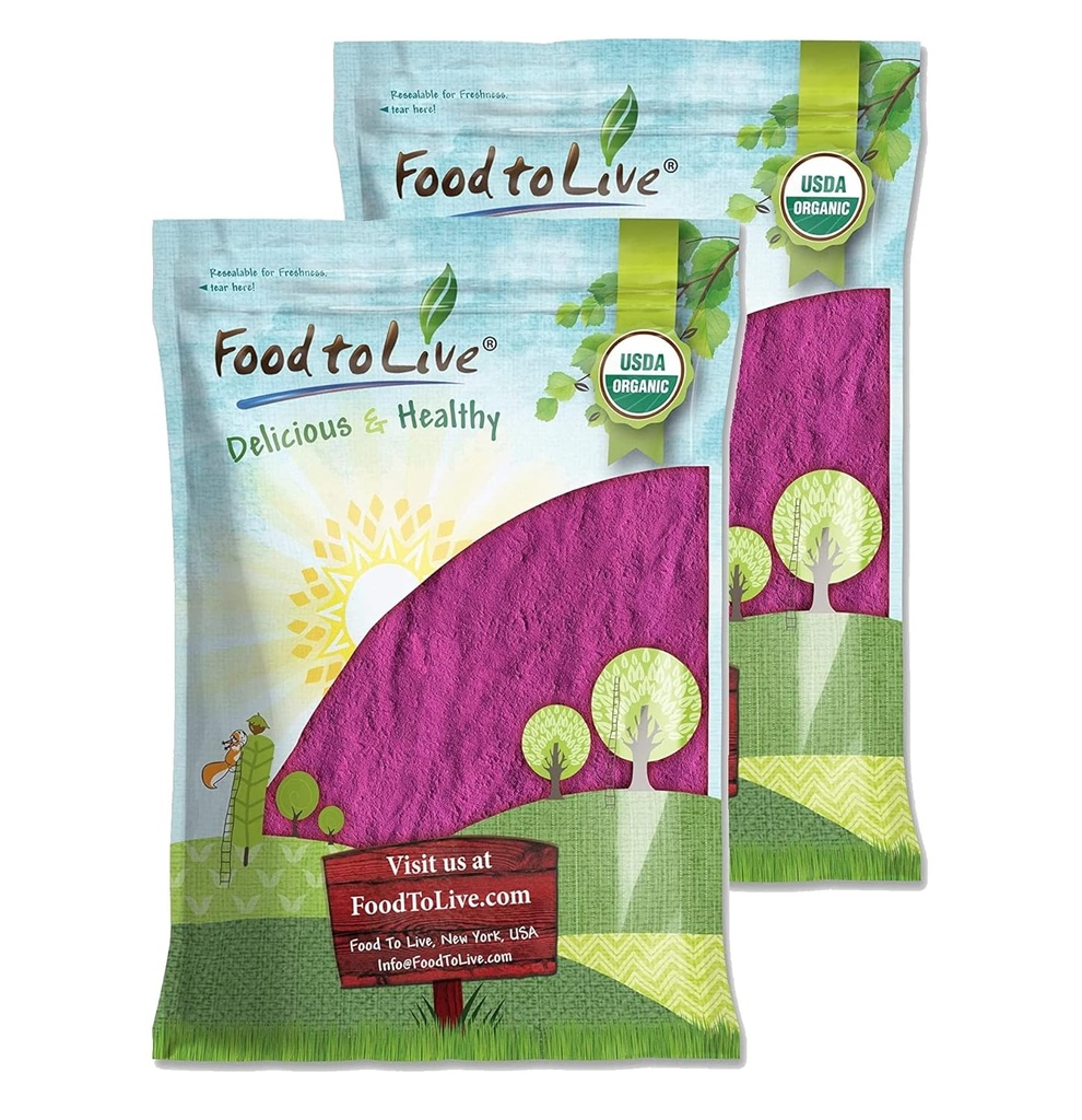 Comida para viver suco de groselha preta orgânica em pó, 16 libras — Não-GMO, cru, Kosher, Vegan Superfood, Bulk, Rico em antioxidantes, Ótimo para sucos, bebidas e smoothies, contém Maltodextrina