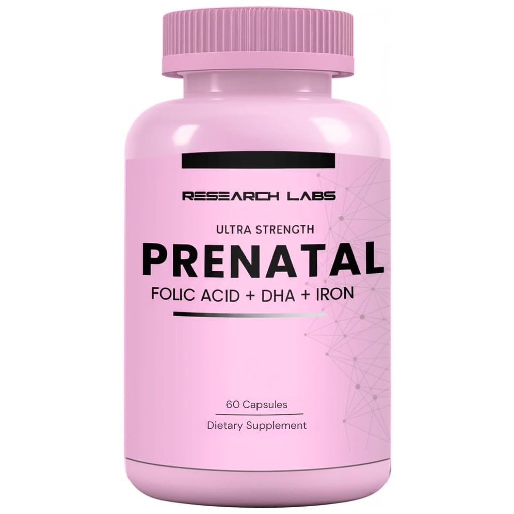 Laboratórios de pesquisa Vitaminas pré-natais para mulheres: 6X Mais Ácido Fólico de Folato Metilado Biodisponível MTHF 5