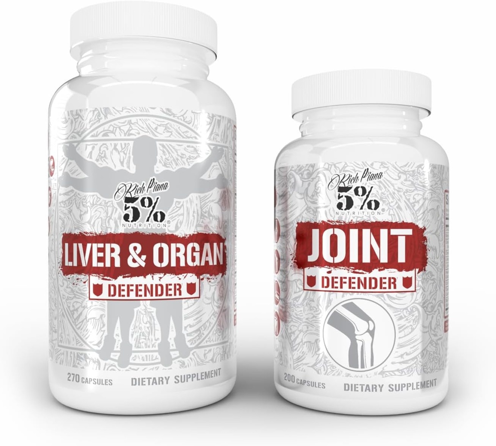 5% Nutrição 2-Stack Fígado e Defensor de Órgãos com NAC + Defensoria Conjunta Fígado, Rim, & Apoio Cardíaco + Colágeno, Glucosamina, Condroitina, HSH, Ácido Hialurónico, Curcumina Acúrmica w/Bioperina
