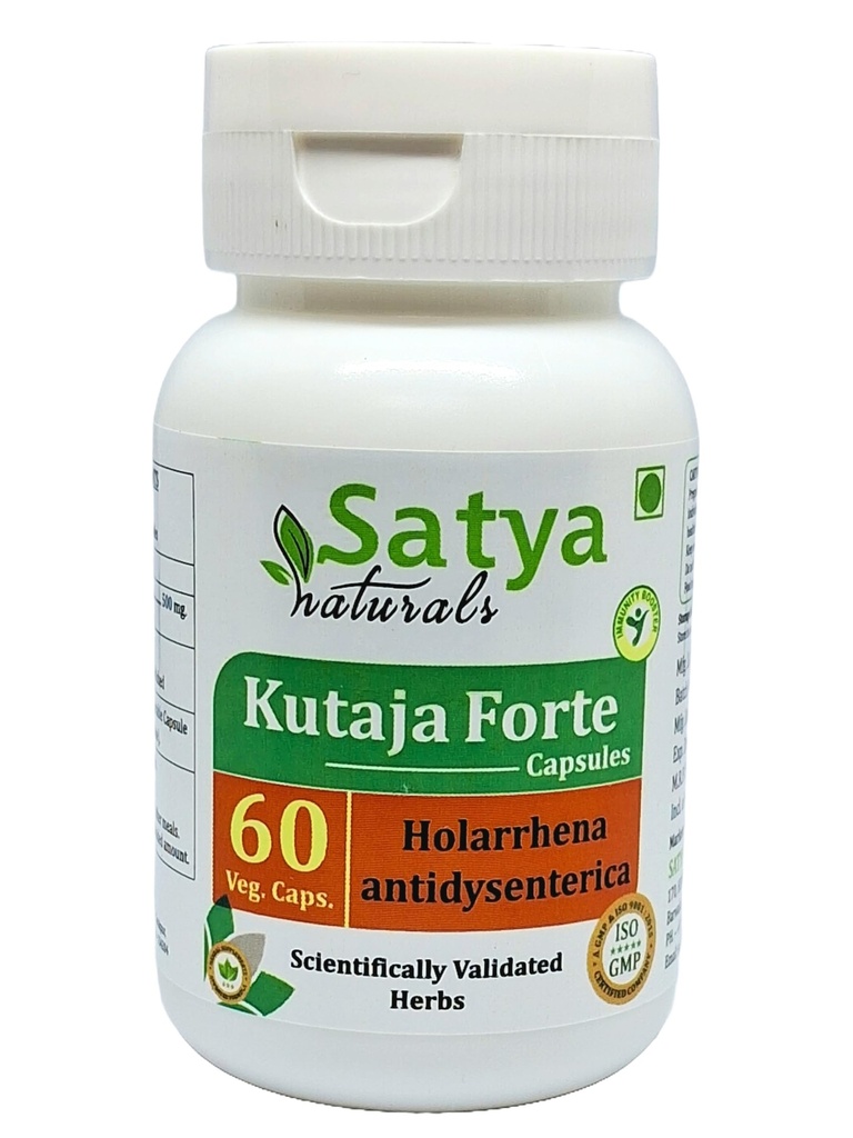 Cápsulas de Kutaja Forte 500 mg. 60 Veg. Cápsula de Kutaja (Holarrhena Antidysenterica) Extrair Cápsulas para Homens e Mulheres