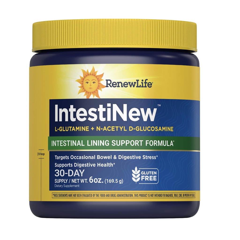 Renew Life IntestiNova fórmula de suporte de revestimento intestinal, suplemento de pó suporta saúde digestiva, L-Glutamina, leite, soja e sem glúten, 5.7 oz.