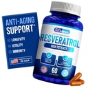 Gostamos de Vitaminas Resveratrol 1000mg por serviço - 60 Cápsulas Veggie Fácil de Engolir - Suplemento Natural Resveratrol 1000mg - Suplemento Antioxidante Ajuda Suporte Sistema imunológico