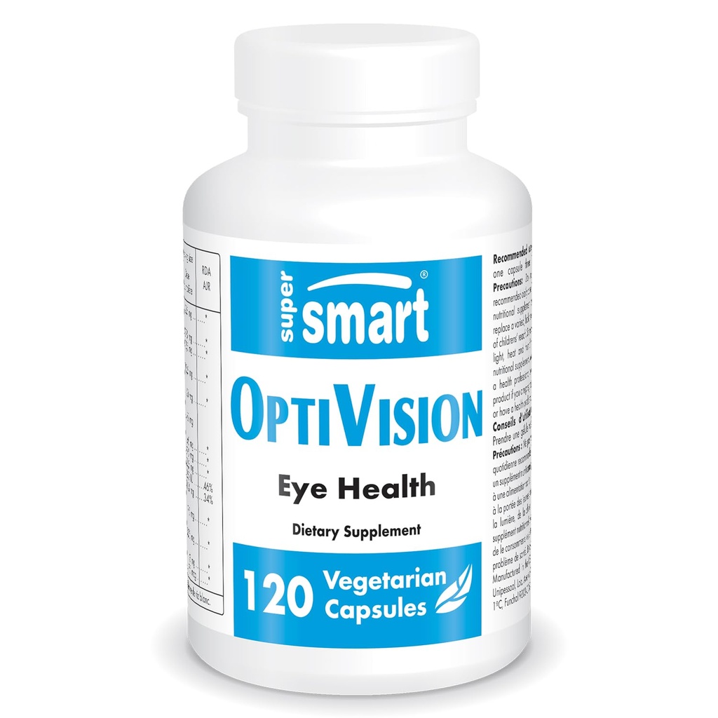 Superesmart - OptiVision (Formula Avançada) - com extrato de mirtilo, groselha preta, Lutein, Zeaxantina, Astaxantina - Suplemento Olhos Não-GMO e Glúten Grátis - 120 Cápsulas Vegetarianas