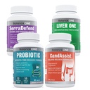 Equilíbrio ONE 4-em-1 pacote Probiótico, CandAssist, Fígado Um, SerraDefend □ 15 bilhões de probiótico Limpeza natural com ácido caprílico □ Suporte de fígado com cardo de leite □ Mistura de enzimas sistêmicas