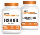 BulkSuplementos Óleo de peixe 1000mg Softgels + L-Carnitina Cápsulas Pacote