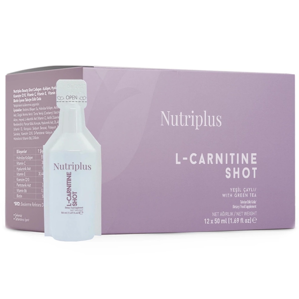 FARMASi Nutriplus Portioned Drink - L-Carnitine, 50ml (12 pcs) - Suporte Energético, Aumento do Metabolismo, Melhora a Endurance, Bebidas Diárias, Suplementos
