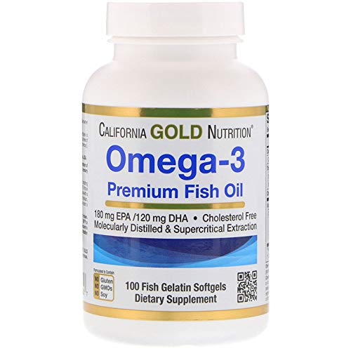 California Gold Nutrition Omega-3 Premium Fish Oil by California Gold Nutrition, Fórmula concentrada com EPA & DHA, Suporte para Perfil Óptima Lipid, Gluten Free, 100 Gelatina de Peixe Softgels - 2 Pack