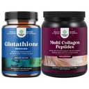 Pacote de Suplemento de Glutationa Reduzida com Cardo de Leite - 500 mg por Servindo Puro L Glutationa e Multi Colágeno Proteína Pó - Keto Hidrolisado Colágeno Peptídeos Pele de cabelo & unhas Vitamis