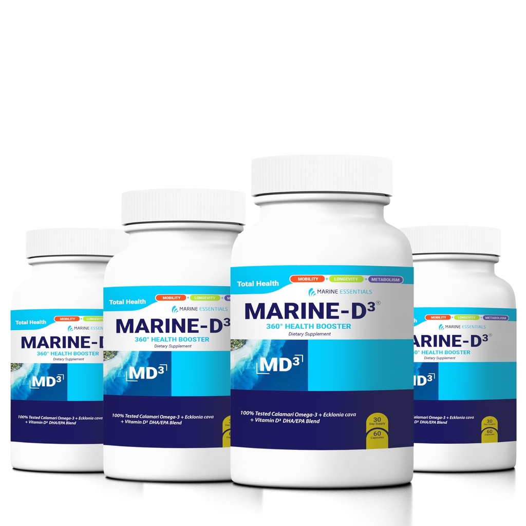 Marinho D3 Omega 3 Calamari Ecklonia Cava DHA (4 frascos - 240 cápsulas)
