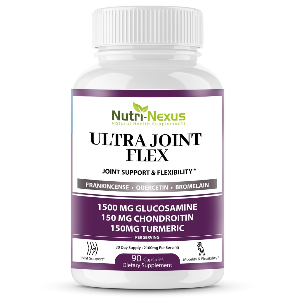 Glucosamina Condroitin HSH Suplemento Conjunto com Açafrão & Boswellia - Apoio Conjunto para Homens e Mulheres - Promove Mobilidade - Flexibilidade & Conforto – Saúde Conjunta – Feito nos EUA – 90 Cápsulas