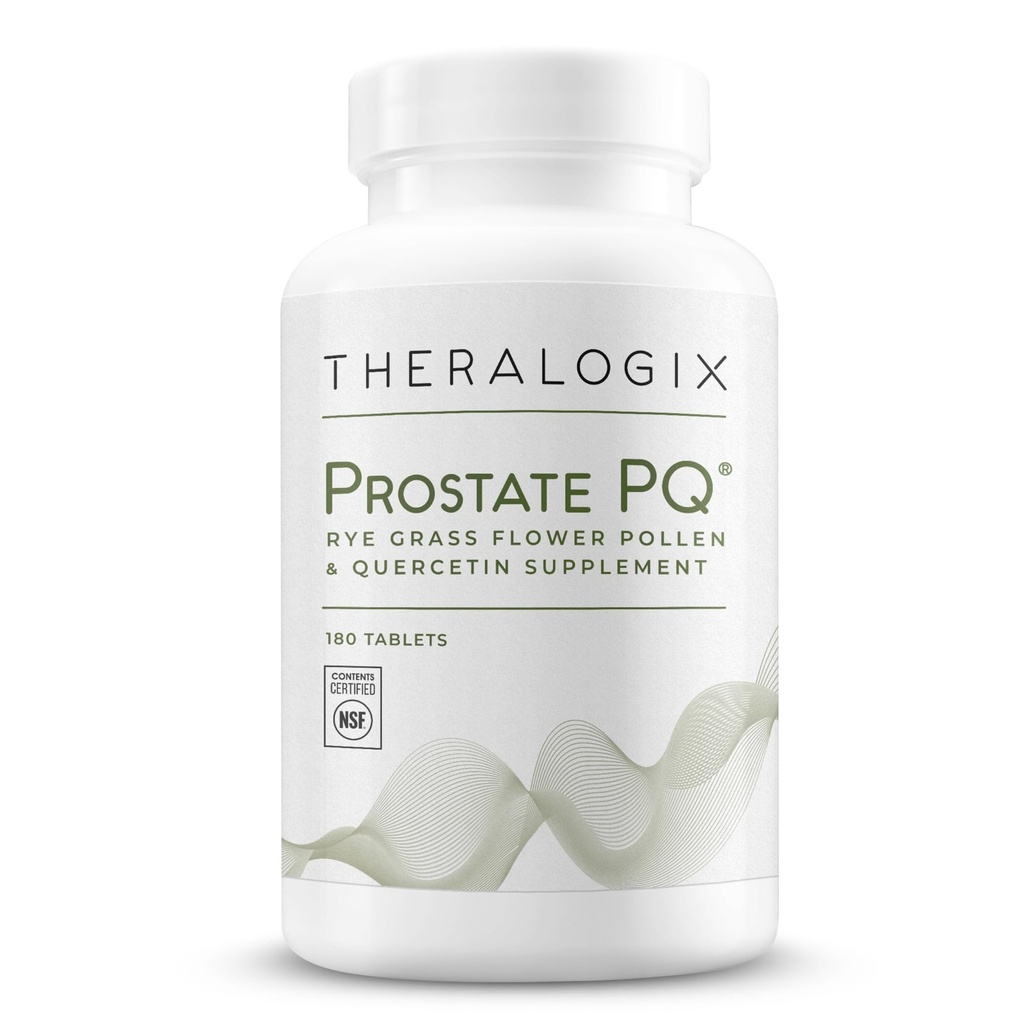 Theralogix Prostate PQ - Rye Grass Pollen Extract & Quercetin Supplement - 90-Day Supply - Apoio Antioxidante para Próstata & Pelvic Saúde & Função de Trato Urinário* - NSF Certified - 180 Comprimidos