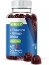 Viteey L-Theanina Gummies com Ginkgo Biloba para Adultos - Ajudas em Foco e Relaxar, melhorar o humor - Não OGM, Gelatina livre, Vegan, Glúten livre, Naturalmente fonte mastigável sabor framboesa saborosa Gummy saborosa