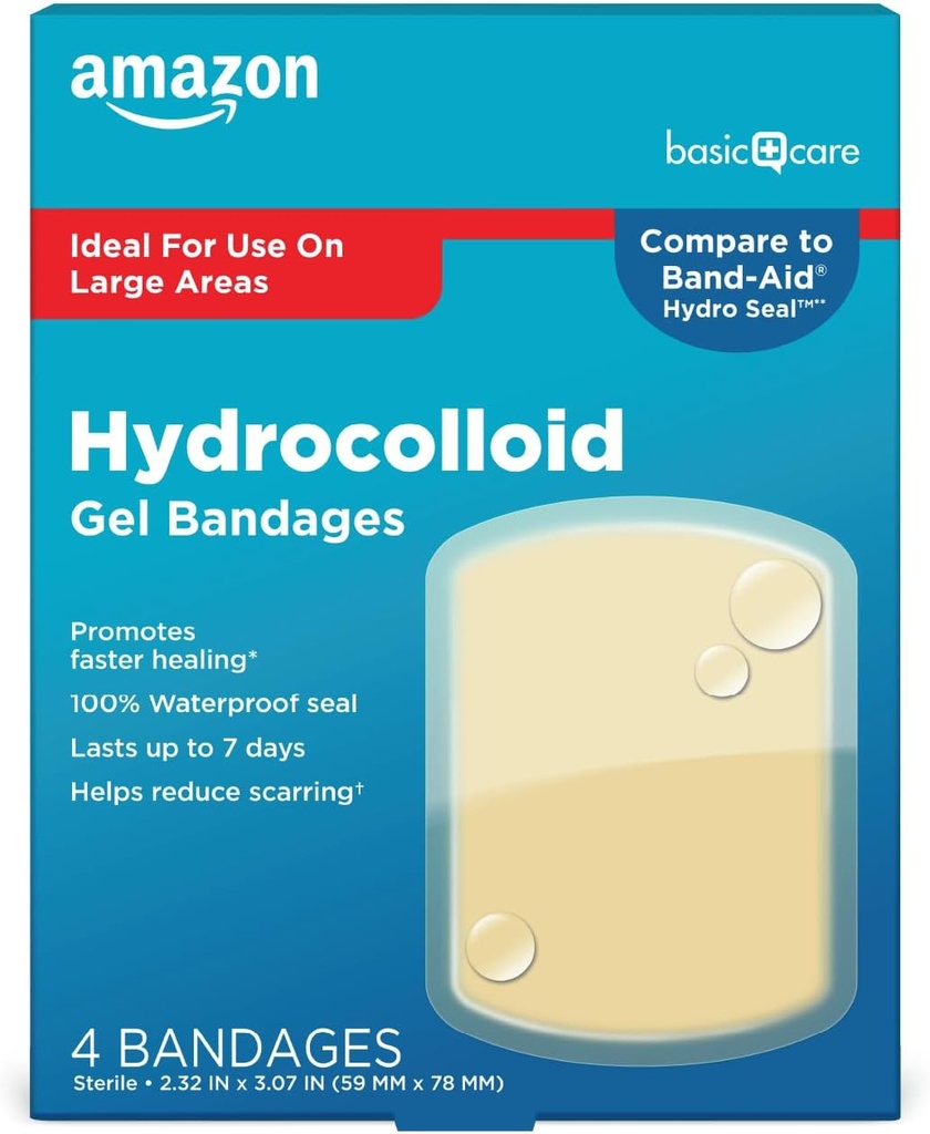 Cuidados básicos Avançados de cura rápida Bandagens de gel hidrocolóide, Vestido de ferida grande, 4 quilates