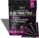Pacotes de varetas de pó eletrolítico melhorados (cereja preta 20 pacotes) w/ 0 Açúcar +BCAAs +B-Vitaminas Suplemento de electrólito w Zinco de potássio e magnésio para hidratação - Eletrólitos de Keto