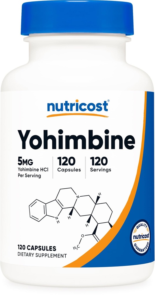 Nutricost Yohimbine HCl 5mg, 120 Cápsulas - Glúten Livre e Não-GMO
