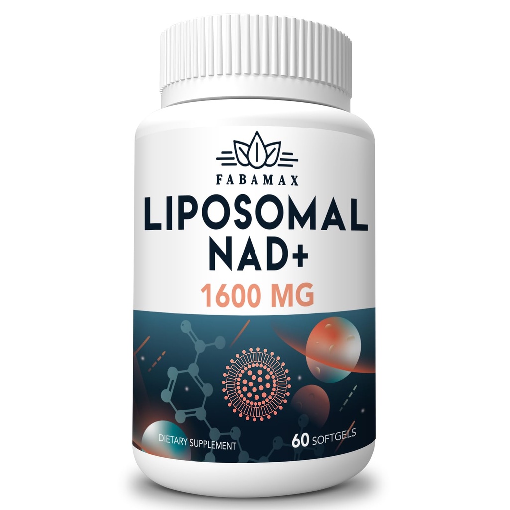 1600 mg Suplemento NAD lipossômico, 98% Puro NAD+ Suplemento, Absorção Superior, Alternativa à Nicotinamida Riboside ou NADH para aumentar NAD+ para defesa do envelhecimento, energia, longevidade, 60 Softgels