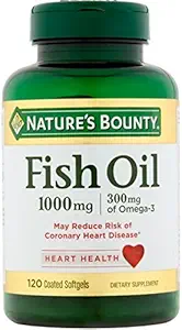 Nature's Bounty 300 mg Omega-3 Fish Oil 1000 mg Softgels 120 Geles macios revestidos (Pacote de 2)