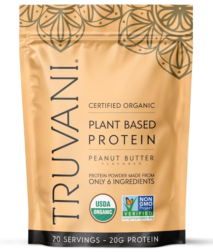Truvani Vegan proteína de ervilha em pó , manteiga de amendoim , 20g de proteína baseada vegetal orgânica , 20 Servings , Keto , , Gluten & Dairy livre , baixo carboidrato , , Não adicionado açúcar