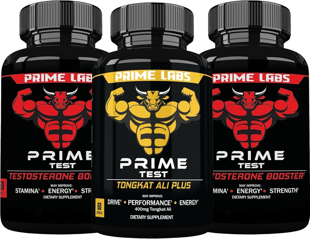 Prime Labs Prime Test Test Testosterone Booster (60 ct, 2-Pack) + Tongkat Ali Plus (60 ct)