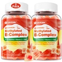 Mulheres & homens Super Vitamina B Complexo pastilhas cheias, metilado w / Omega 3, Magnésio, CoQ10, Ashwagandha, Vitamina C, TMG, Livre de Açúcar - 60 Contagem (Pacote de 2)