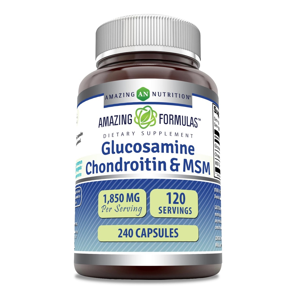 Fórmulas surpreendentes Glucosamine Chondroitin & HSH Suplemento 1850 Mg por Servindo 240 Cápsulas