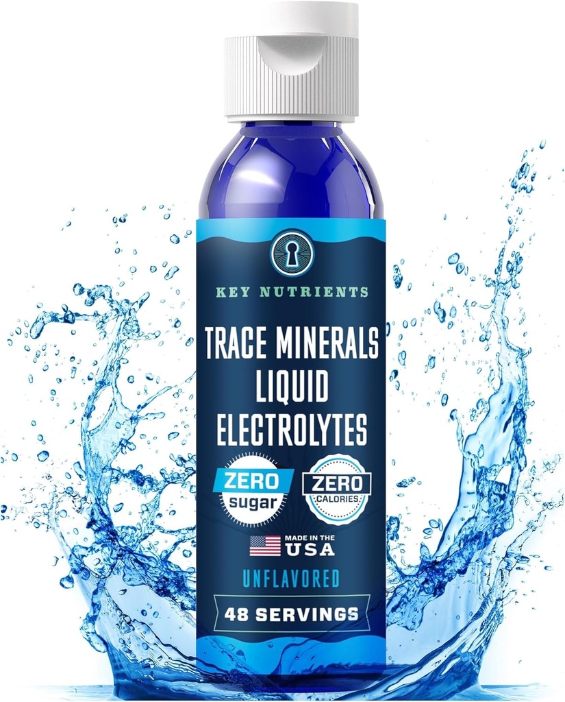 KEY NUTRIENTS Trace Minerals Eletrólitos Líquidos para Recuperação de Hidratação 4 onças - Gotas de Eletrolítico, Água Eletrolítica, Eletrólitos de Keto - Gotas Minerais para Água potável