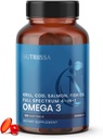 Nutriissa Full Spectrum Omega-3 – 2000 mg Mistura de Óleo (Krill, Bacalhau e Óleo de Salmão) – 1175 mg Omega-3s (EPA, DHA & DPA) – EPEB Certified, 3-Month Supply – Heart, Brain & Joint Support – 180 Halal Softgels