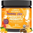 Llama Naturals Crianças Probiótico com Fibra Prebiótica, Vegan, Prebióticos Orgânicos e Gummies Probióticos para Gut Health Support, Toddler verdadeira fruta Gummy Vitaminas, Não adicionado cana de açúcar, Mango de pêssego, 120 Ct