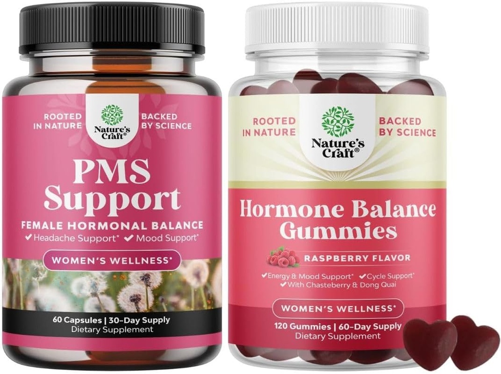 Pacote de suporte de PMS com DIM, Chasteberry, Black Cohosh & Ashwagandha para período Cães Menopausa Bloating Mood Swing e Hormone Balance Gummies Suporte Ciclo Menstrual com Vitamina B6 & Dong Quai
