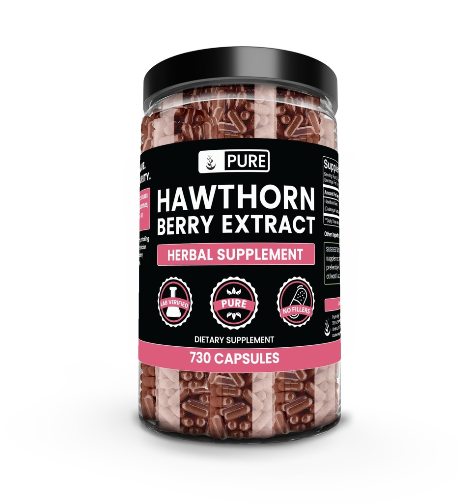 Puro Original Ingredientes Extrato de Berry Hawthorn (730 Cápsulas) Puro & Natural, Sem Aditivos ou Enchimentos