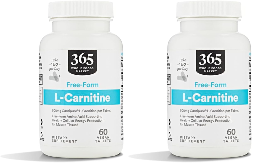 Mercado inteiro de alimentos, L Carnitine 500mg, 60 quilates (Pacote de 2)
