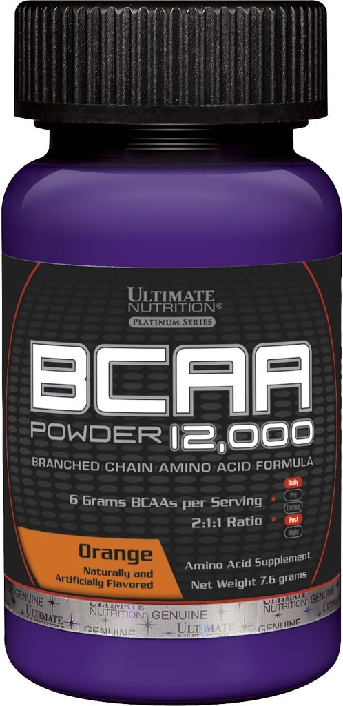 Ultimate Nutrition Flavored BCAA 12.000mg Ranched Chain Amino Acid Supplement Powder, Laranja, serviço único