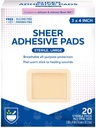 Rite Aid Sheer Adesive Bandages with Sterile Non Stick Pad, 3" x 4" - 20 Contagem de Cuidados de Feridas / Primeiros Suprimentos de Ajuda