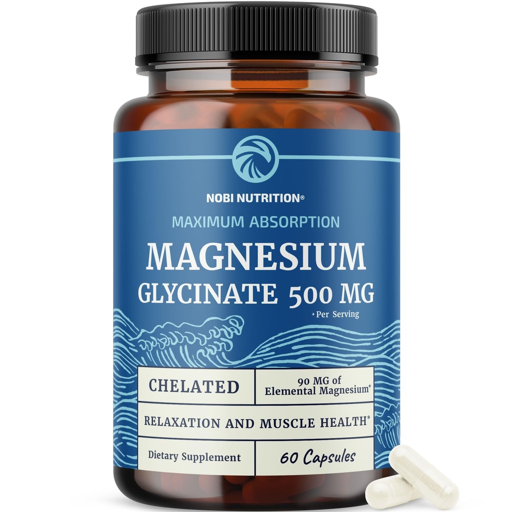 Magnésio glicinato 500mg Quelated para alta absorção Resfriamento muscular, Ossos, Coração, Nervo, Sono & Calmo Suporte para Mulheres & Homens
