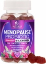 Suplementos de menopausa para as mulheres - 3 bilhões de UFC Alívio de menopausa natural para leves flashes quentes e suores noturnos, PH, Suporte à saúde vaginal Probióticos para mulheres Gummy, Suplemento Probiótico - 120 chicletes
