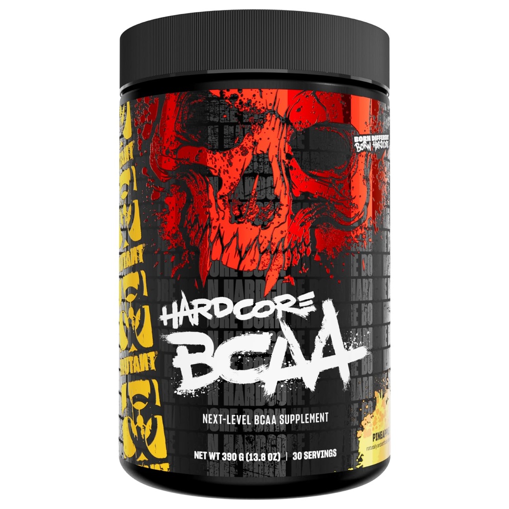 Mutante Hardcore BCAA - Pré, Intra ou Pós-treino – BCAA Próximo Nível ramificado-Chain Amino Acids Suplemento – Hidratação + Recuperação - 30 Servindo - Abacaxi