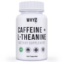 Pílulas de Cafeína WhyZ com L-Theanina, 120 Cápsulas, Pills Nootrópicos Stack Energy, Vitaminas Energéticas para Foco Energético Mantido e Função Cognitiva, L Theanina Cafeína Suplementos Energéticos para Mulheres e Homens