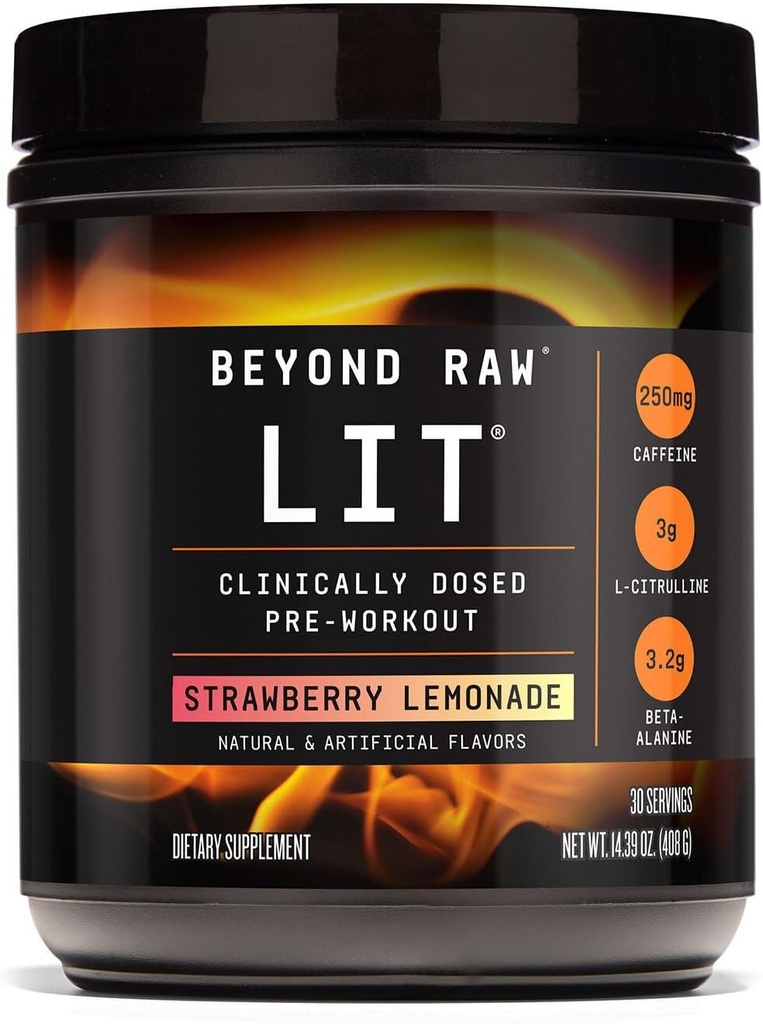 Além de LIT cru Pré-treino - Morango Limonada (30 Servings)