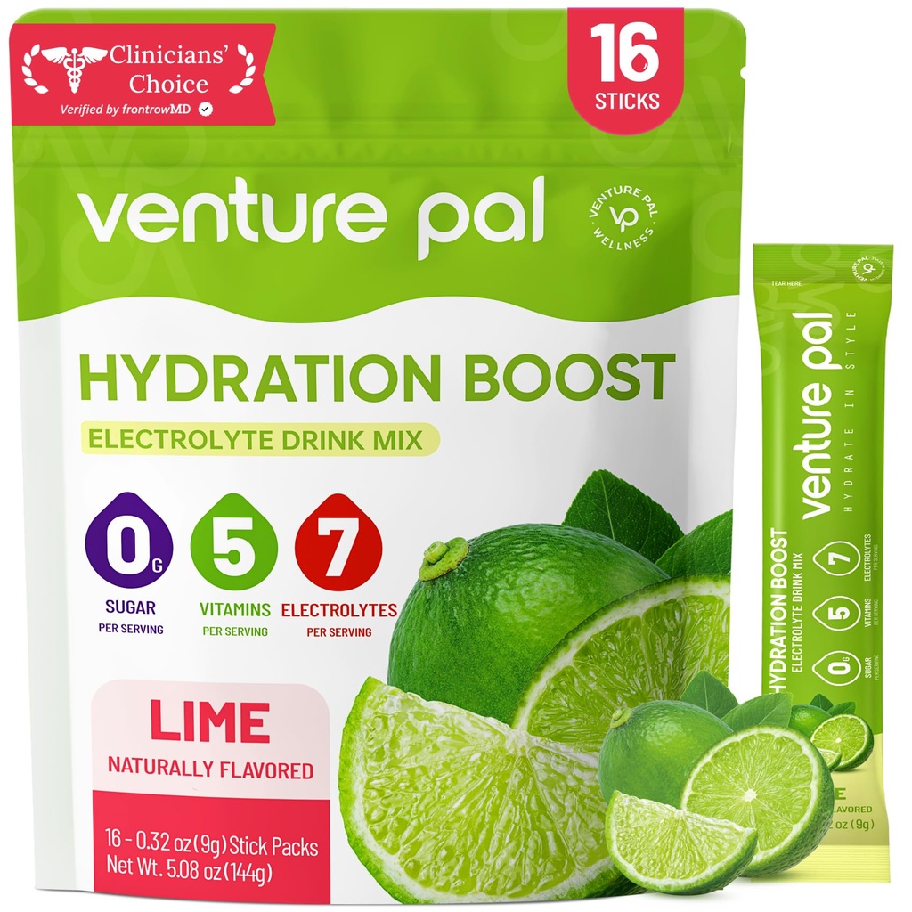 Venture Pal Sugar Free Electrolyte Powder Packets - Liquid Daily IV Hydration Packets □ Eletrolytes Drink Misture with 5 Vitaminas & 7 Eletrolytes □ Keto Friendly