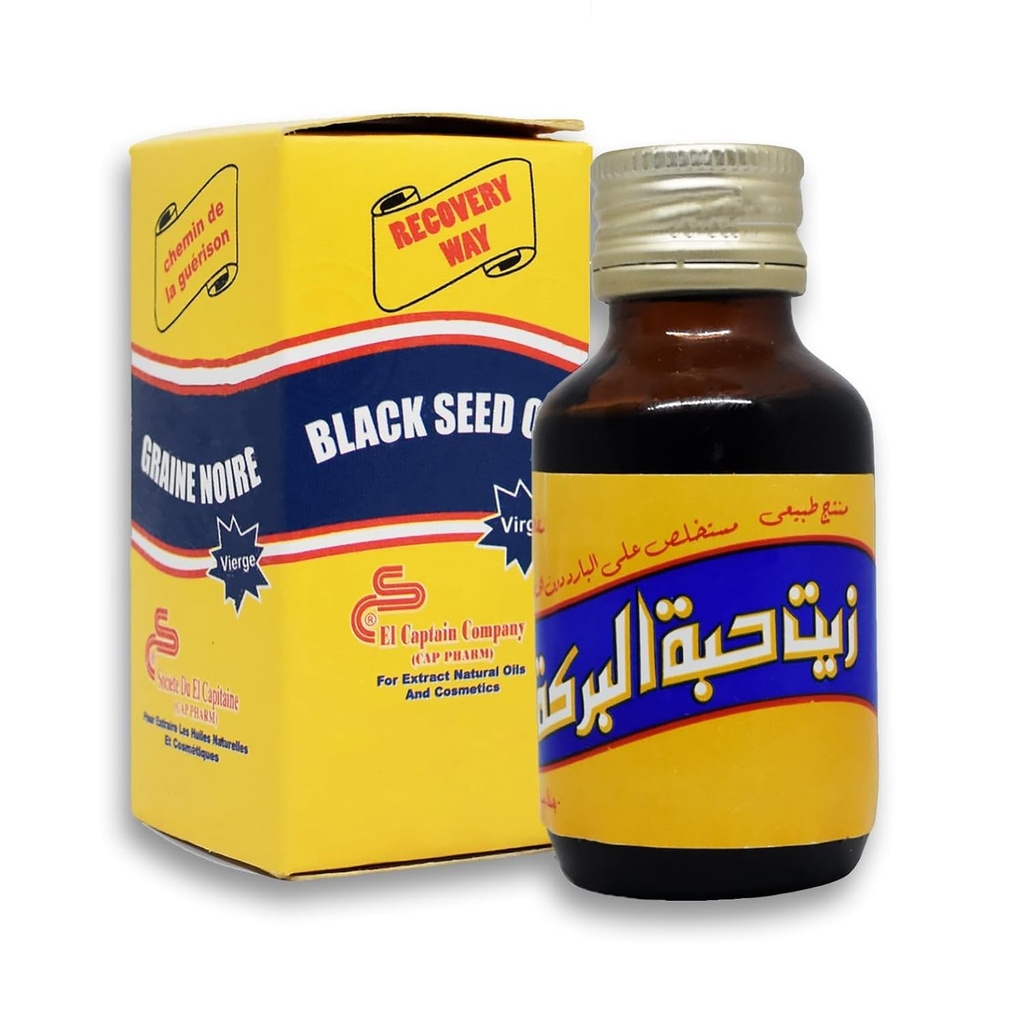 EGITO EXPORTAÇÃO Puro frio prensado óleo de semente preta ElCapitão Al Capitão Puro Natural Raw Nigella Sativa Halal (2.11 oz/60 ml)