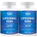 GABA lipossómico com L-Theanina 1200mg - 2 Embalagens Suplementos GABA de alta biodisponibilidade,120 Cápsulas para Adultos