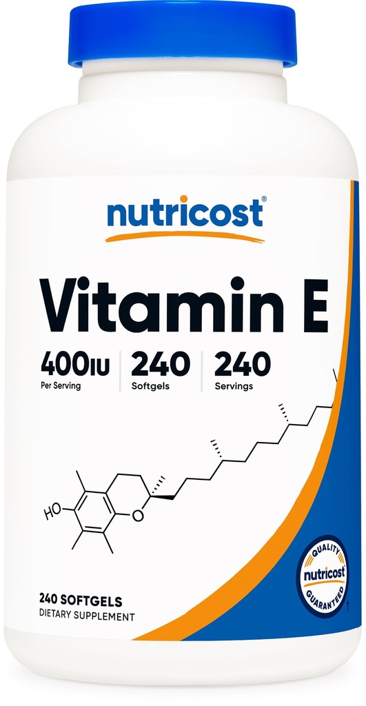 Nutricost Vitamina E 400 UI, 240 Cápsulas Softgel - Gluten Free, Non-GMO