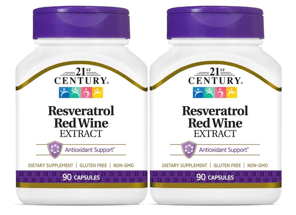 21o século, Resveratrol Red Wine Extract, 90 Cápsulas - 2pc