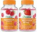 Magnésio vivo + melatonina 20mg, chicletes Bundle - Grande degustação, Suplemento Vitamina, Sem glúten, GMO Livre, Gummy mastigável